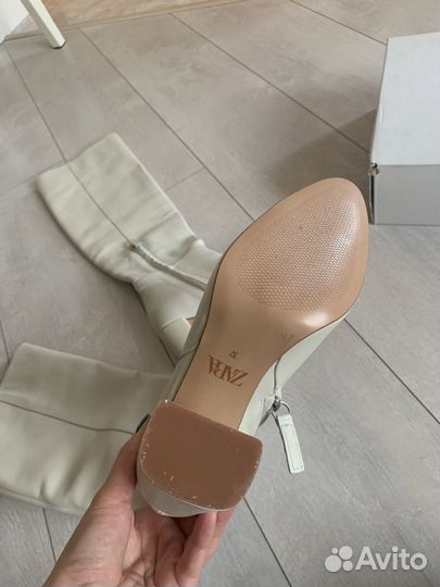 Молочные сапоги Zara кожа 37 размер