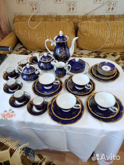 Сервиз чайно кофейный СССР кобальтовый