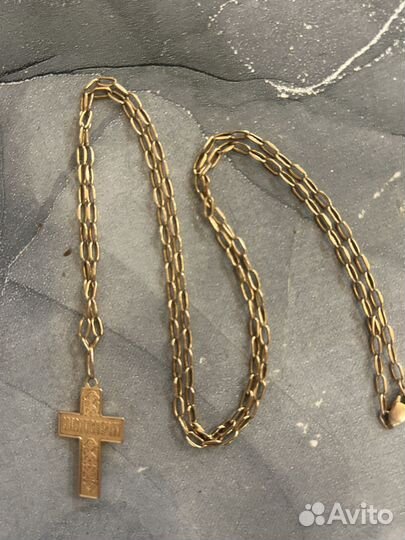 Золотая цепочка с крестиком 585 бу