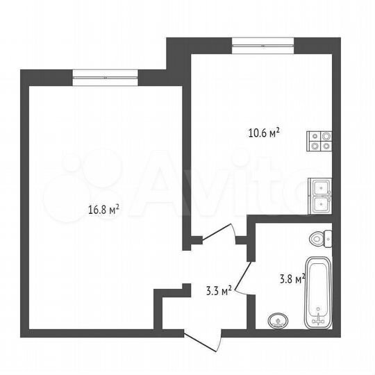 1-к. квартира, 34,5 м², 1/3 эт.