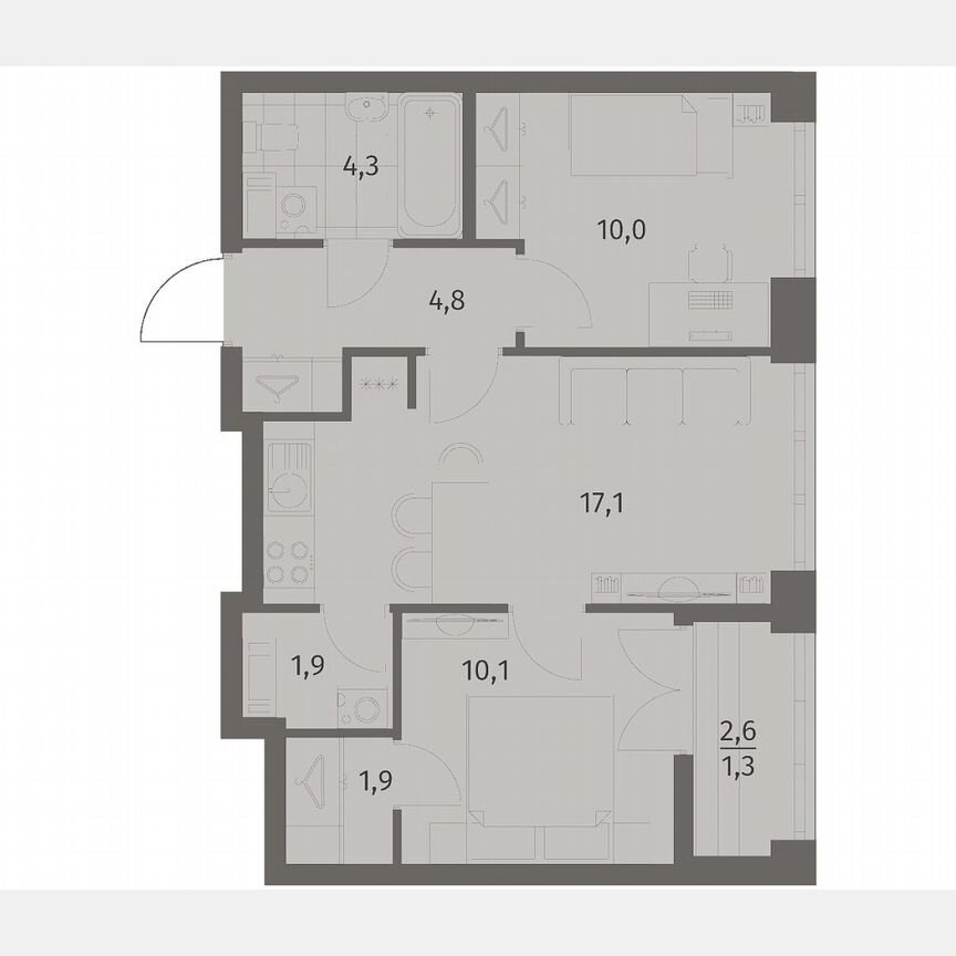 2-к. квартира, 51,4 м², 5/11 эт.