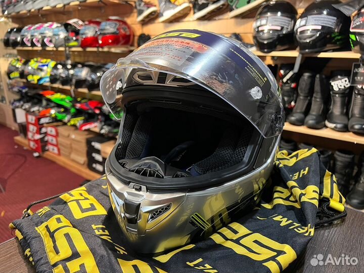Шлем интеграл для мото серый новый