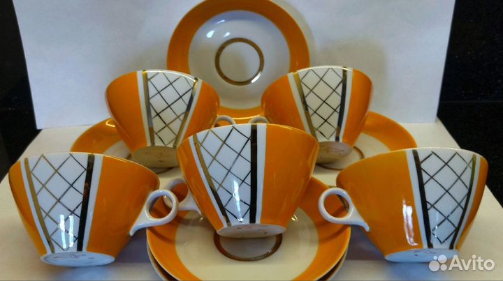 Чайная пара золотая сетка крытьё.фарфор,.ссср Д