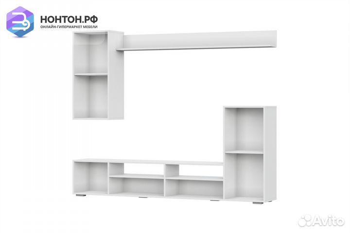 Гостиная Берн белый / цемент светлый