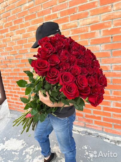 Метровые розы 100см Эквадор премиум
