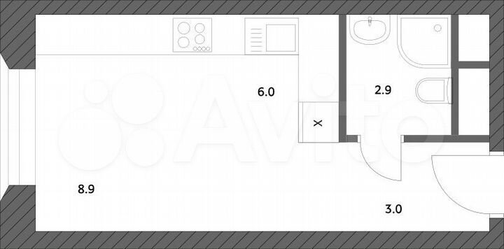 Квартира-студия, 21,4 м², 20/25 эт.