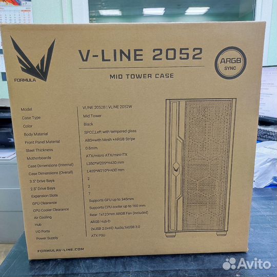 Корпус ATX Formula V-line 2052 черный без бп 2xUSB