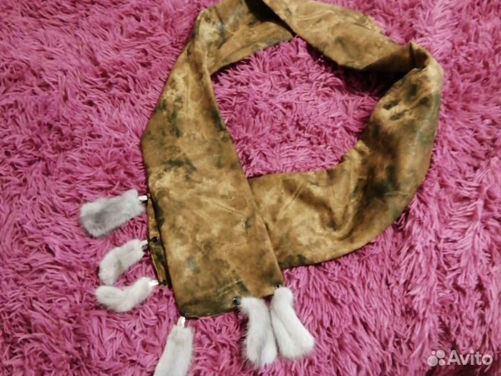 Шапка норковая с шарфом (норковые рюшечки)