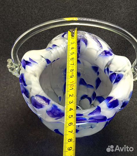 Ваза с ручкой,корзинка,Выдувное, Гутная техника