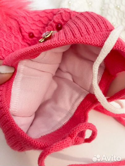 Новая демисезонная шапка для девочки 6-9 месяцев