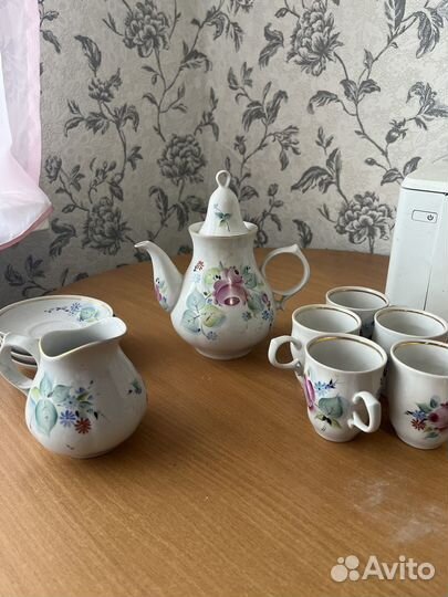 Фарфоровый чайный/кофейный сервиз из 11 предметов