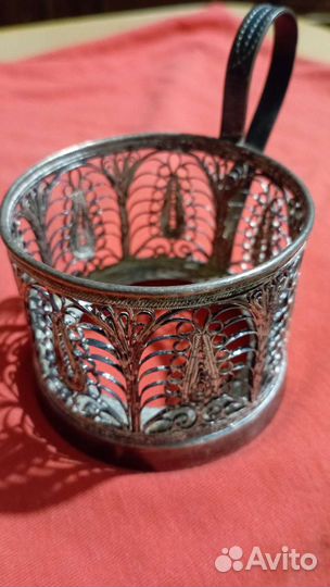 Подстаканник Мельхиор, посеребрение, Скань, кхи