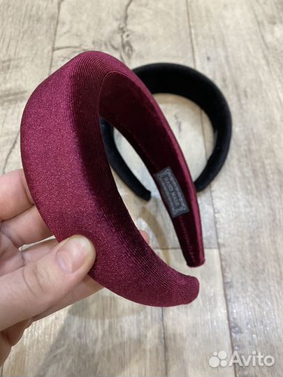 Ободок ручной работы черный бордовый