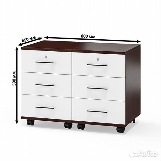 Две тумбы выкатных Мебельный Двор 3-02 цвет венге/белый шагрень, шхгхв 80х45х59 см