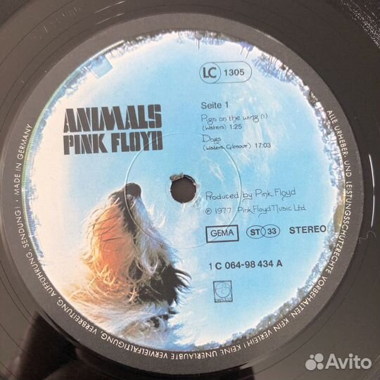 Пластинка Pink Floyd - Animals 1977 EX EX GER 1ST