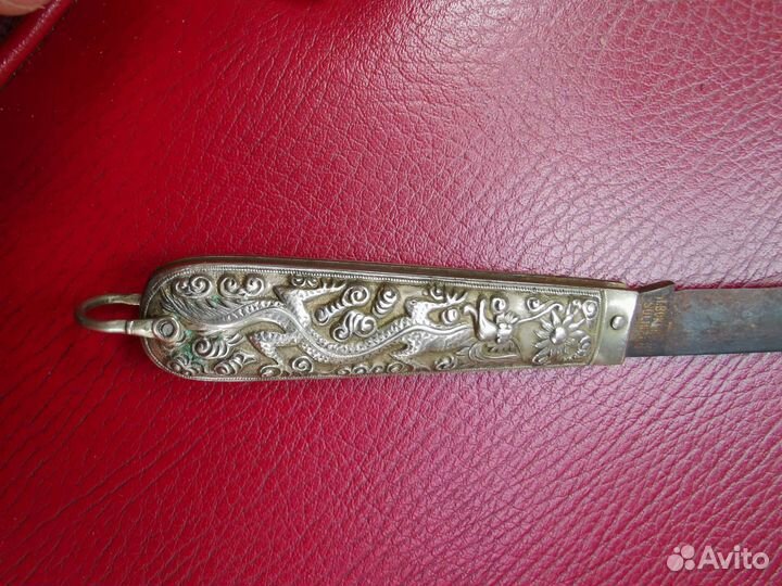 Нож складной перочинный серебряный дракон