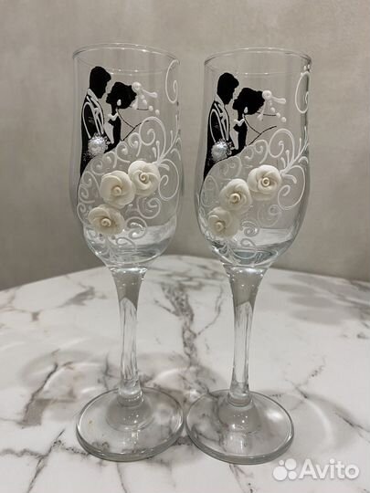 Свадебные бокалы ручной работы