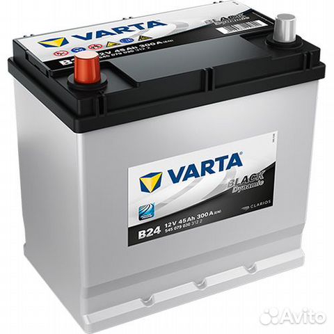 Аккумулятор 45Ah Varta 300A b24 прямой толстая кле
