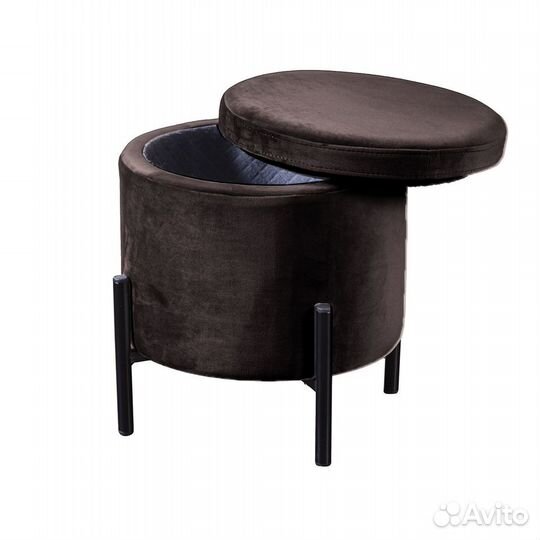 Пуф Grand круглый, бархат антрацит 14