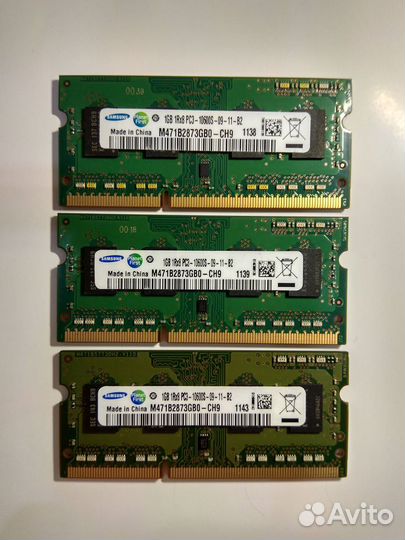 Память SO-dimm DDR3-1333 samsung PC3-10600 1GB