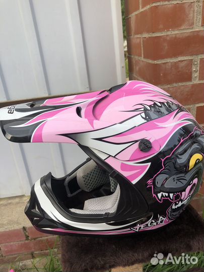 Кроссовый шлем детский для девочки розовый wildcat
