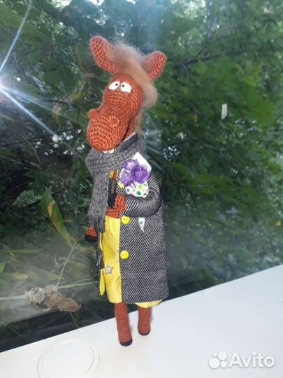 Конь в пальто интерьерная игрушка ручной работы