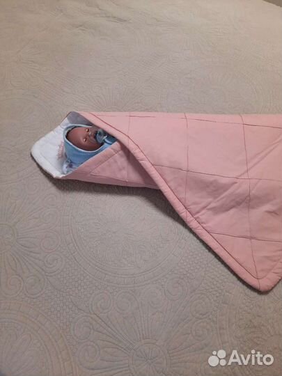 Конверт-одеяло розовое летнее на выписку девочки