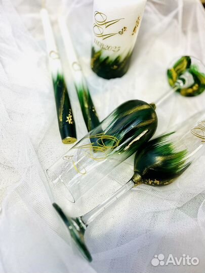 Свадебные украшения,свадебные бутылки, бокалы