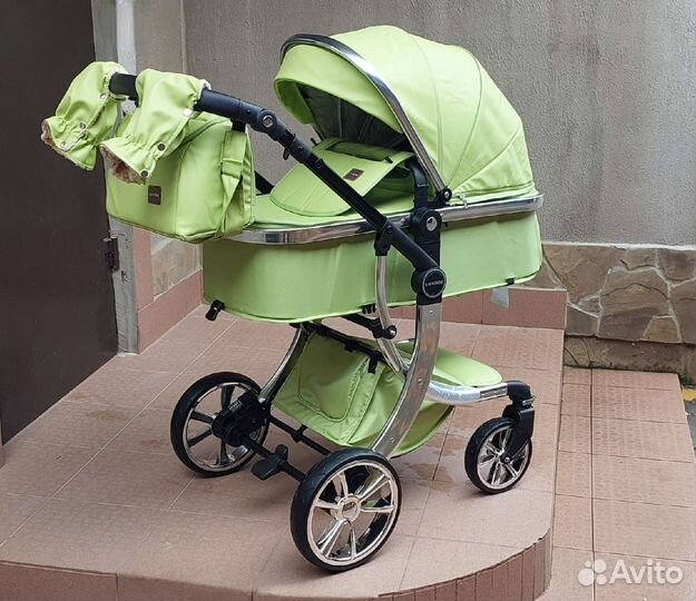 Коляска 2в1 Новая Кожа 2023 (салатовый)