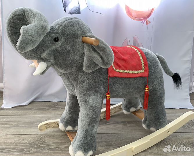 Детская игрушка, мягкий слоник-качалка