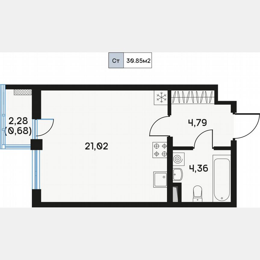 Квартира-студия, 31,2 м², 5/9 эт.
