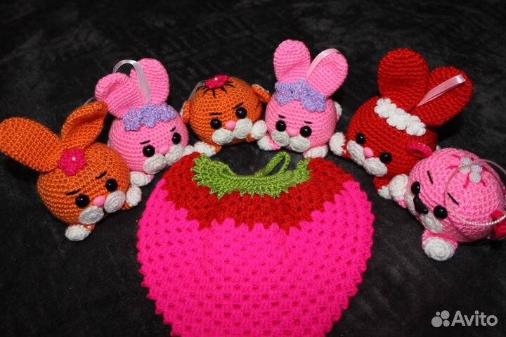 Вязаные игрушки ручной работы, мочалки именные