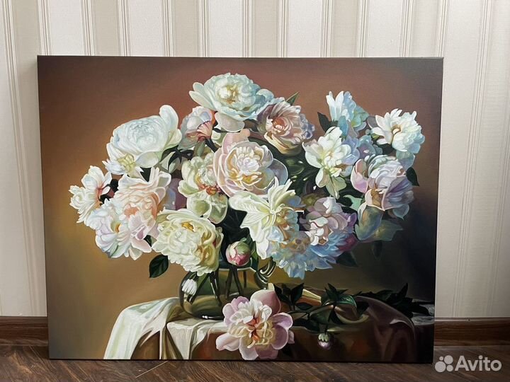 Картина маслом на холсте пионы