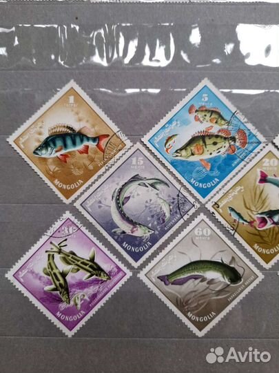 Марки Могол Шуудан. 1975г Речные рыбы