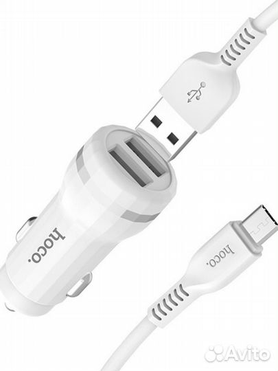 Автомобильная зарядка Hoco Z27 2xUSB 2.4A+кабель