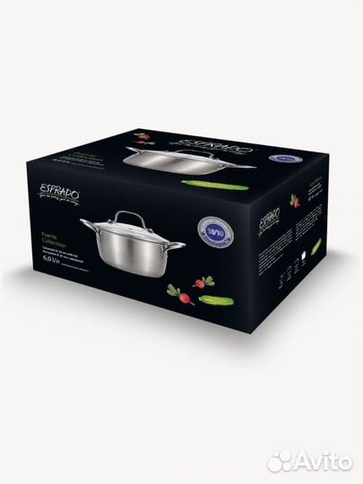 Кастрюля с крышкой нержавеющая сталь 5.8 л esprado
