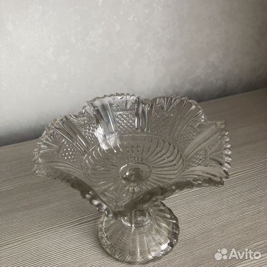 Редкая Ажурная ваза Мальцов. Конфетница. Стекло