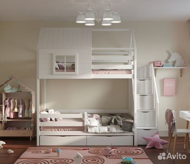 Детская двухярусная кровать с комодом