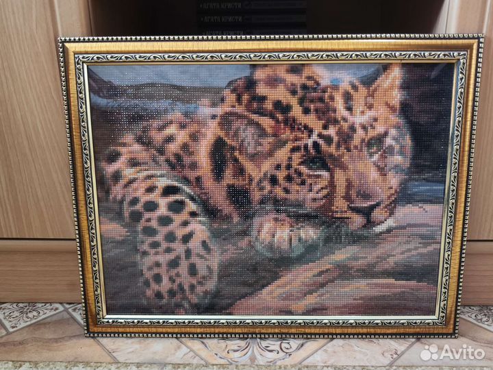 Алмазная мозаика готовая леопард