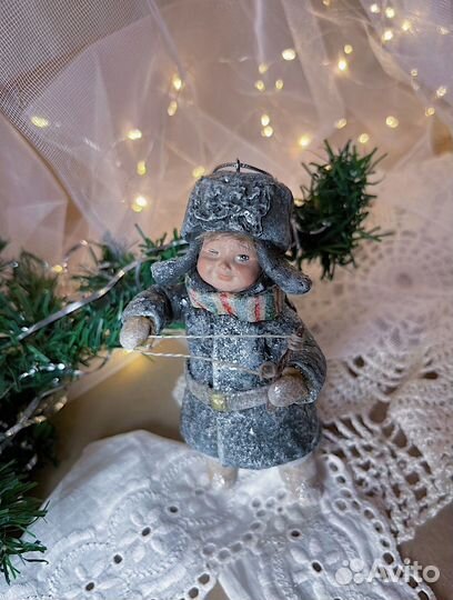 Ватная елочная игрушка мальчик