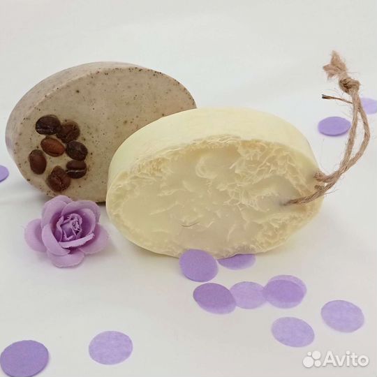 Массажное мыло ручной работы с люфой