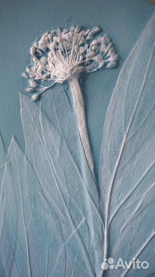 Картина из гипса ботанический барельеф