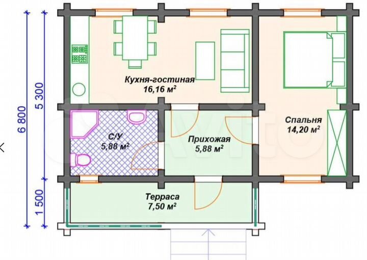 Дача 20 м² на участке 9 сот.
