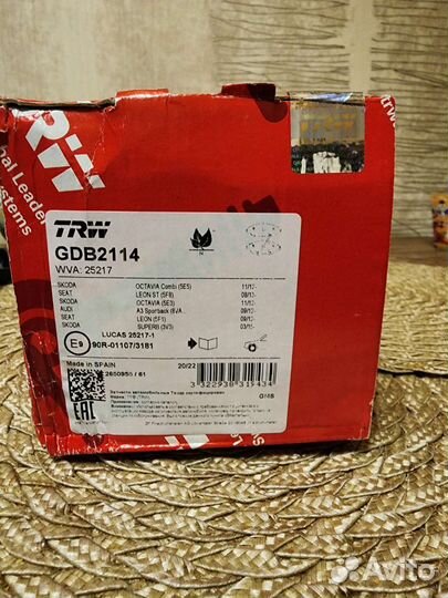 Колодки TRW GDB2114 новые