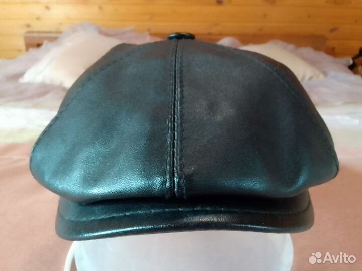 Мужская кепка восьмиклинка кожаная