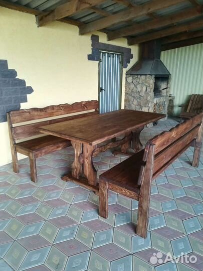 Садовая мебель из дерева. Стол и лавки