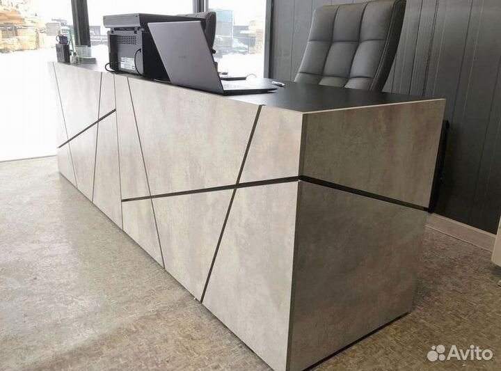 Стол руководителя Концепт Серый Мрамор