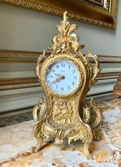 Часы антикварные 19 век. Позолота
