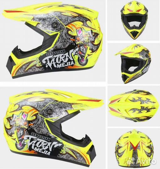 Кроссовый шлем для мотоцикла+очки,перчатки,маска