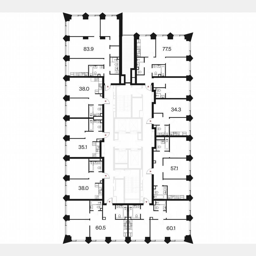 3-к. квартира, 83,9 м², 8/44 эт.